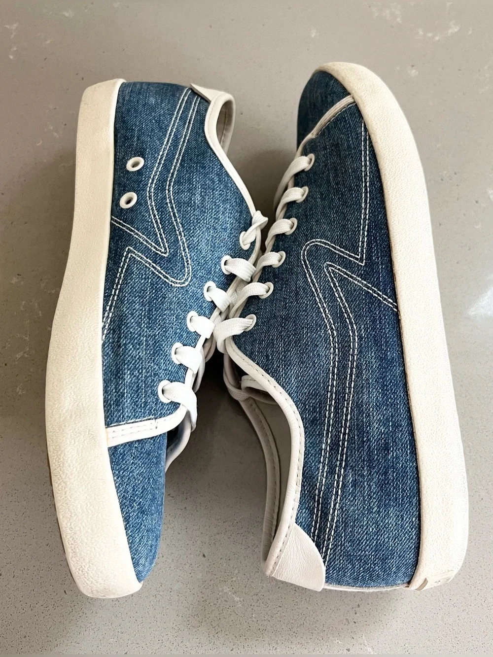 Rag & Bone Court Low Denim Sneakers Women's Shoes Blue Canvas Size 39.5 US 9.5